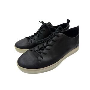 ECCO Soft Women’s  Black Grained Leather Tie Low Top Sneakers Size 5